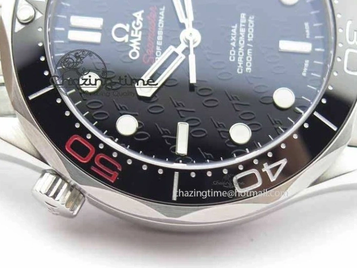 0123 Seamaster 300M 007 SS MK 1:1 Best Edition Black 007 Dial Ceramic Bezel On SS Bracelet A EasyCare 8178